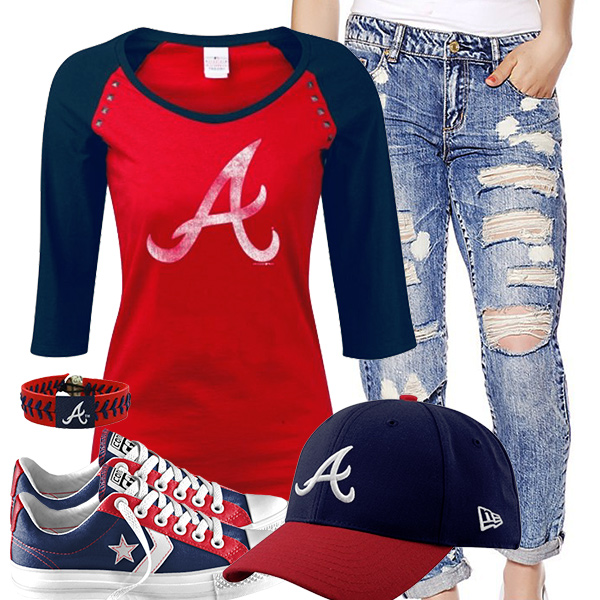 Atlanta Braves Cute Boyfriend Jeans Outfit