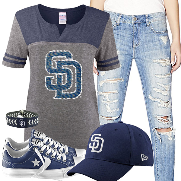 San Diego Padres Cute Boyfriend Jeans Outfit