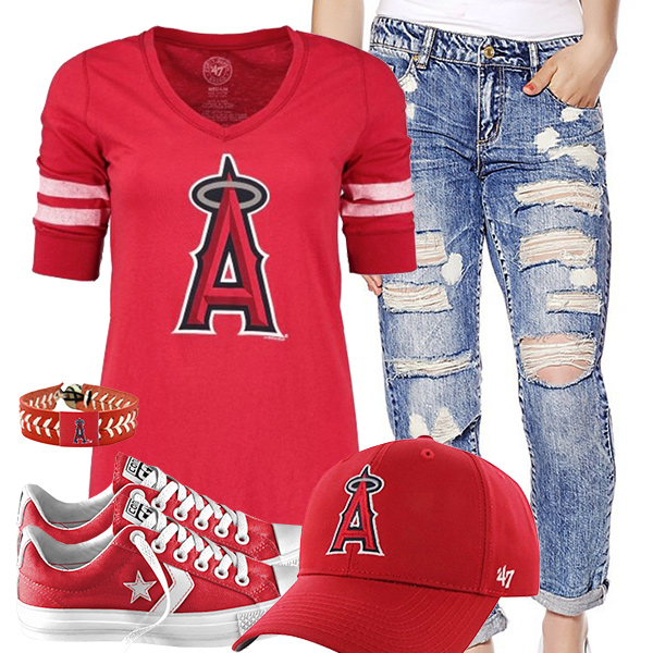Los Angeles Angels Cute Boyfriend Jeans Outfit