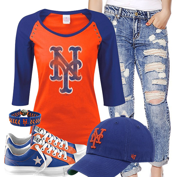 New York Mets Cute Boyfriend Jeans Outfit