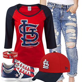 St. Louis Cardinals Cute Boyfriend Jeans Outfit
