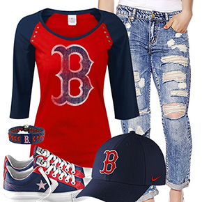 Boston Red Sox Cute Boyfriend Jeans Outfit