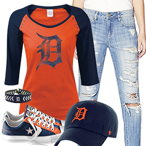 Detroit Tigers Cute Boyfriend Jeans Outfit
